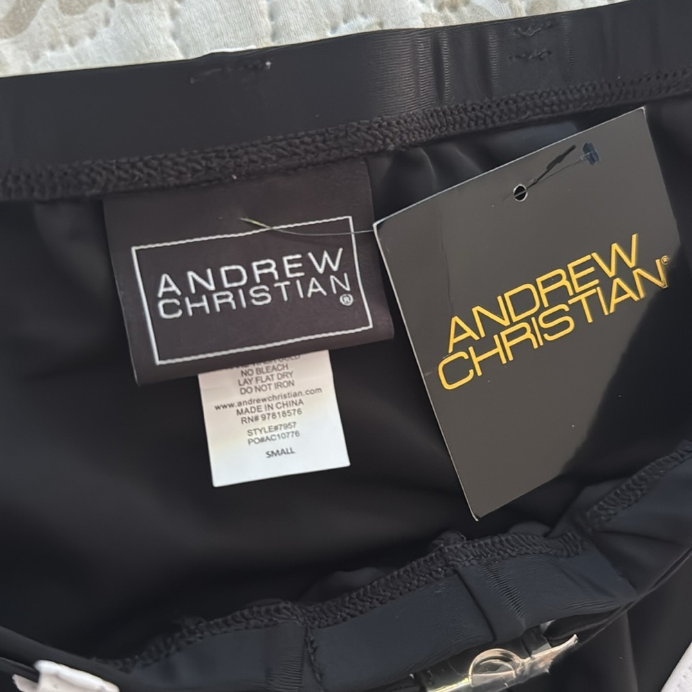 Andrew Christian Belt Bikini Small Black White NWT 79 - Picture 8 of 9